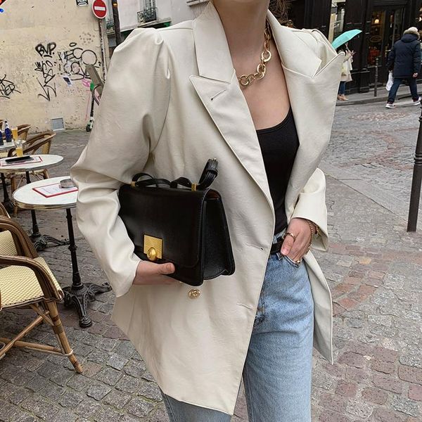 autumn women double-breasted pu suit jacket long sleeve korean style chic casual female cardigan loose office lady coat, Black;brown
autumn women double-breasted pu suit jacket long sleeve korean style chic casual female cardigan loose office lady coat, Black;brown