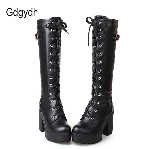 gdgydh spring autumn lacing knee high boots women fashion white square heel woman leather shoes winter pu large size 43 201215, Black
gdgydh spring autumn lacing knee high boots women fashion white square heel woman leather shoes winter pu large size 43 201215, Black