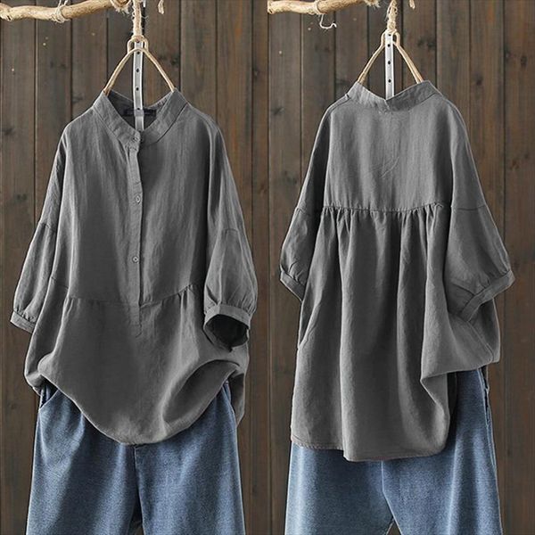 zanzea summer blouse women cotton shirts vintage casual half sleeve female button blusas solid tunic plus size chemise, White
zanzea summer blouse women cotton shirts vintage casual half sleeve female button blusas solid tunic plus size chemise, White