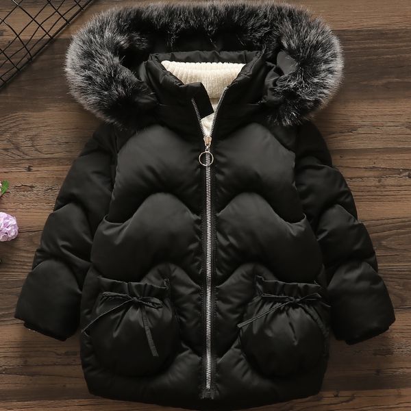 Girl's Down Jacket 2019 Korean Baby Girl's Small And Medium Sized Children's Wear Thickened Cotton Padded Coat Medium Length