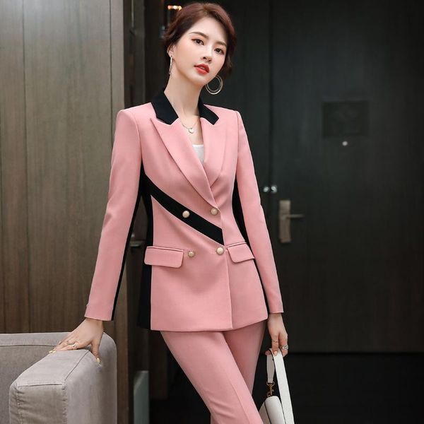 suit pants woman new contrast color women professional business work clothes blazer set conjuntos mujer dos piezas suite, White
suit pants woman new contrast color women professional business work clothes blazer set conjuntos mujer dos piezas suite, White