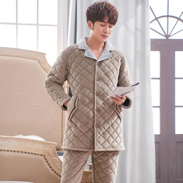 plus size 3xl quilted sleepwear long style winter warm flannel pajama set thick padded male pyjamas coral fleece leisure outwear, Black;brown
plus size 3xl quilted sleepwear long style winter warm flannel pajama set thick padded male pyjamas coral fleece leisure outwear, Black;brown