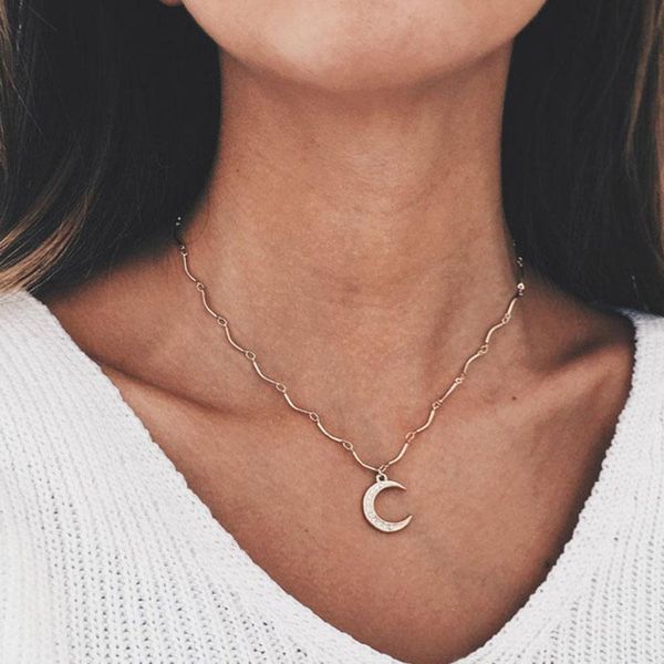 pendant necklaces simple vintage rhinestone crescent moon for women fashion chains clavicle necklace jewelry yn529, Silver
pendant necklaces simple vintage rhinestone crescent moon for women fashion chains clavicle necklace jewelry yn529, Silver
