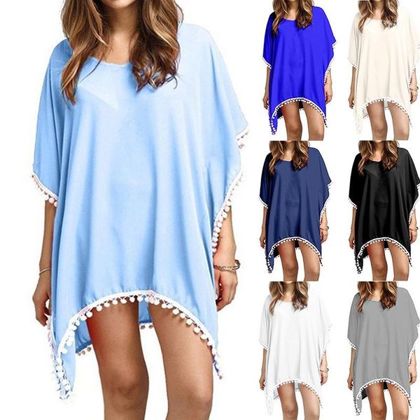 2020 summer women swimsuit bikini cover up beach cover ups chiffon tassels dress beach bathing suit tunic kaft1, White;black
2020 summer women swimsuit bikini cover up beach cover ups chiffon tassels dress beach bathing suit tunic kaft1, White;black