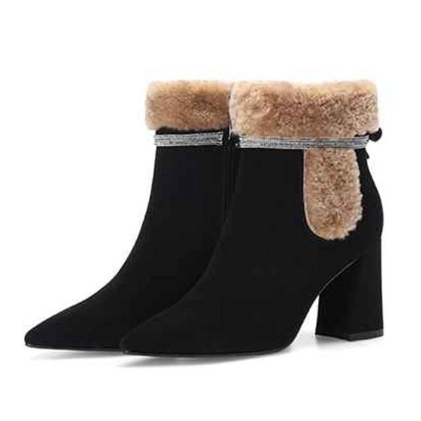 2020 new winter high heels shoes women's ankle boots genuine leather mixed colors lambswool shiny crystal keep warm ankle boots, Black
2020 new winter high heels shoes women's ankle boots genuine leather mixed colors lambswool shiny crystal keep warm ankle boots, Black