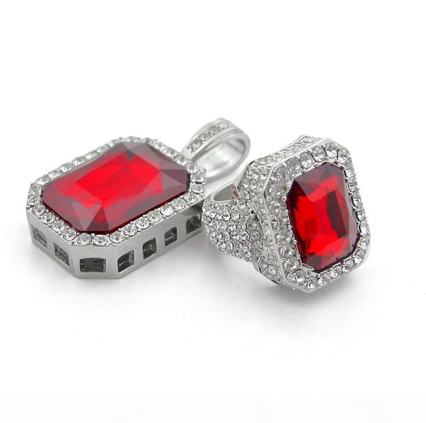 hip hop men jewelry set gold color iced out rhinestone square crystal rings with red crystal pendant necklace set 2pcs, Silver
hip hop men jewelry set gold color iced out rhinestone square crystal rings with red crystal pendant necklace set 2pcs, Silver