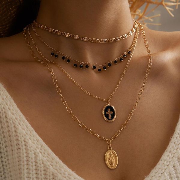 brling new 2020 fashion ins vintage chain pendant choker creative black cross beads clavicle necklace for women girls gift party, Golden;silver
brling new 2020 fashion ins vintage chain pendant choker creative black cross beads clavicle necklace for women girls gift party, Golden;silver
