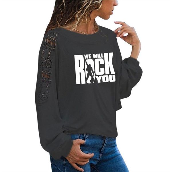 we will rock you women t shirt autumn style queen rock band t shirt long sleeve roll womens large size loose lace, White
we will rock you women t shirt autumn style queen rock band t shirt long sleeve roll womens large size loose lace, White