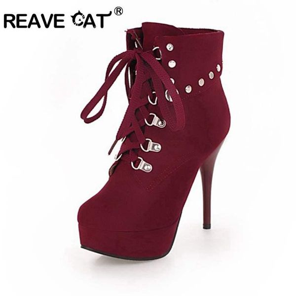 boots reave cat shoes women nubuck ladies ankle lace up platform solid round toe thick heel botas feminino a1305, Black
boots reave cat shoes women nubuck ladies ankle lace up platform solid round toe thick heel botas feminino a1305, Black