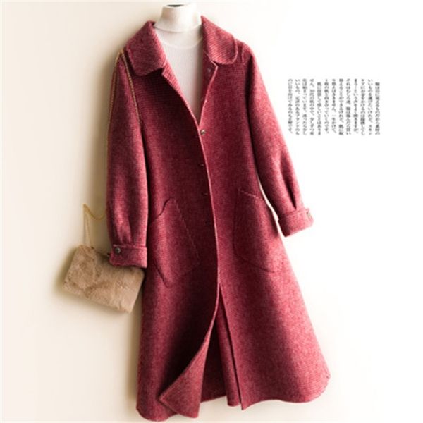 2021 new female double face 100% korean wool long plaid jacket elegant winter ladies coats 0927 kj2424 9rgv, Black;brown
2021 new female double face 100% korean wool long plaid jacket elegant winter ladies coats 0927 kj2424 9rgv, Black;brown