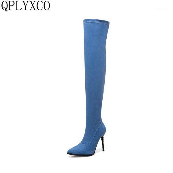 boots qplyxco stretch denim women thigh high stilettos over the knee pointy toe heel long shoes woman t6131, Black
boots qplyxco stretch denim women thigh high stilettos over the knee pointy toe heel long shoes woman t6131, Black