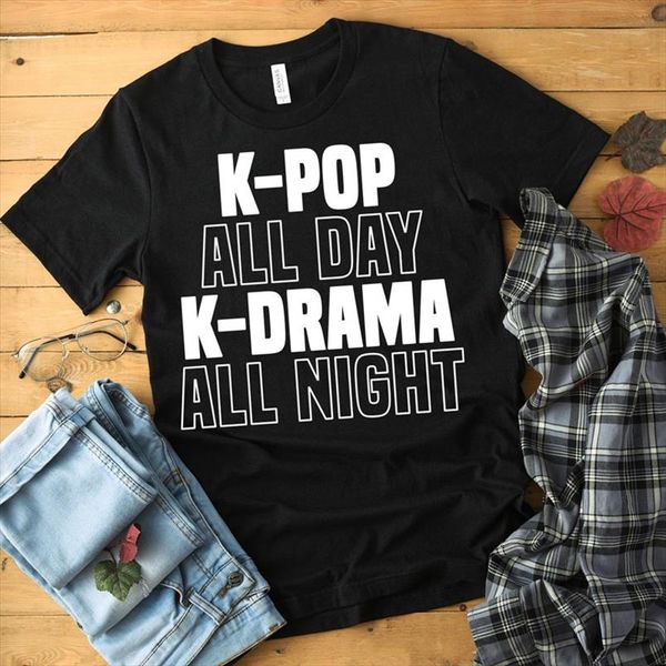 k pop all day k drama all night tshirt women korean south fashion kpop merch t shirt cotton short sleeve, White
k pop all day k drama all night tshirt women korean south fashion kpop merch t shirt cotton short sleeve, White