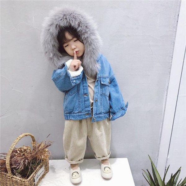 baby girls autumn and winter jackets velvet thickening children's denim jacket big fur collar toddler girl winter clothes, Blue;gray
baby girls autumn and winter jackets velvet thickening children's denim jacket big fur collar toddler girl winter clothes, Blue;gray