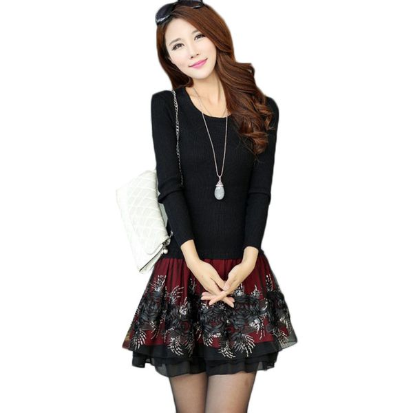 2021 new autumn winter women's sweater dresses new stitching knitted lace fake two-piece slim elegant ladies mini dress vestidos 5s38, Black;gray
2021 new autumn winter women's sweater dresses new stitching knitted lace fake two-piece slim elegant ladies mini dress vestidos 5s38, Black;gray