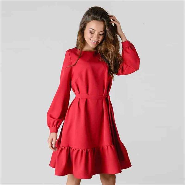 women vintage solid a line belt o neck long lantern sleeve ruffles autumn winter casual party mini dress, Black;gray
women vintage solid a line belt o neck long lantern sleeve ruffles autumn winter casual party mini dress, Black;gray