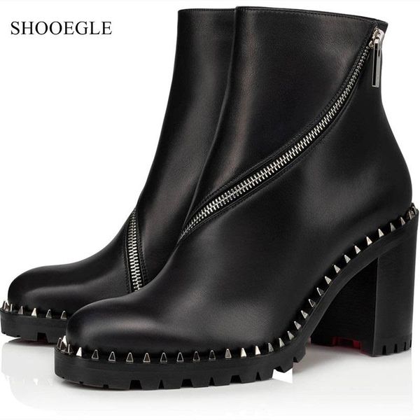 boots stylish rivet women genuine leather high heel zip side thick bottom non-slip spring shoes zapatos de mujer, Black
boots stylish rivet women genuine leather high heel zip side thick bottom non-slip spring shoes zapatos de mujer, Black