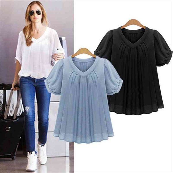 summer fashion shirt women short sleeves pleat chiffon blouse loose women blouses plus size xl-5xl blusas femininas, White
summer fashion shirt women short sleeves pleat chiffon blouse loose women blouses plus size xl-5xl blusas femininas, White