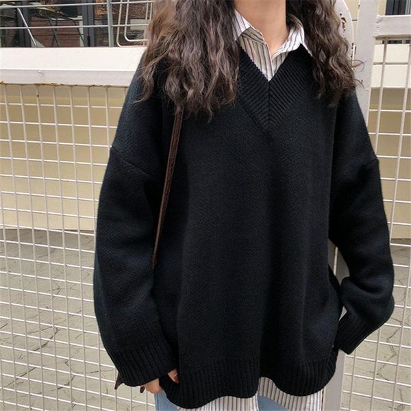 women's sweaters peonfly 5 colors korean style loose v neck solid color knitted warm womens and pullovers, White;black
women's sweaters peonfly 5 colors korean style loose v neck solid color knitted warm womens and pullovers, White;black