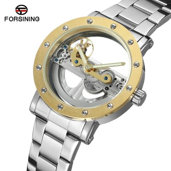 forsining transparent automatic men watch golden bridge mechanical black stainless steel band skeleton watches relogio masculino1, Slivery;brown
forsining transparent automatic men watch golden bridge mechanical black stainless steel band skeleton watches relogio masculino1, Slivery;brown