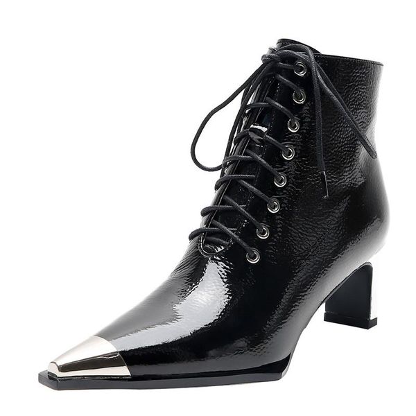 autumn lace up zip fashion shoes woman ankle boots wedding shoes metal fashion pointed toe party leather basic, Black
autumn lace up zip fashion shoes woman ankle boots wedding shoes metal fashion pointed toe party leather basic, Black