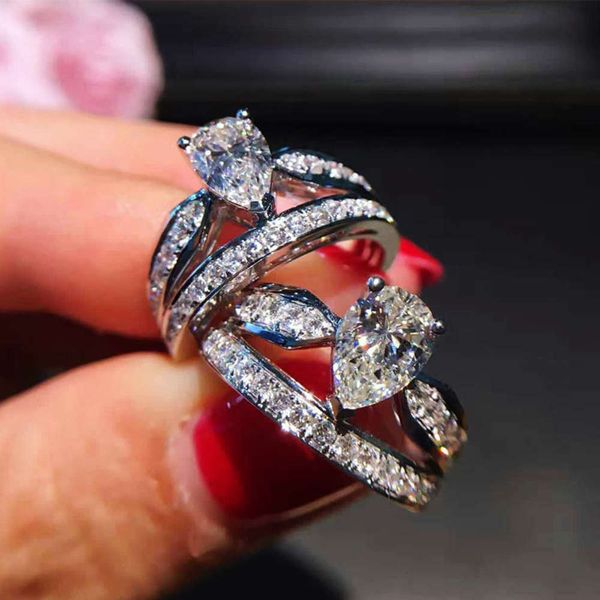 luxurys designers fashion jz308 jewelry simulation special shaped diamond water drop drill micro inlaid new double crown female ring, Silver
luxurys designers fashion jz308 jewelry simulation special shaped diamond water drop drill micro inlaid new double crown female ring, Silver