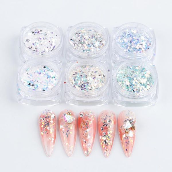 nail glitter 6pcs holographic art star glitters sequins 3d hexagon sparkly flakes pigment powder decorations manicure nt1539-30, Silver;gold
nail glitter 6pcs holographic art star glitters sequins 3d hexagon sparkly flakes pigment powder decorations manicure nt1539-30, Silver;gold