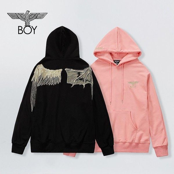 european and american new fashion brand stamping leisure hooded sweater men and women couples loose long sleeve coa, Black