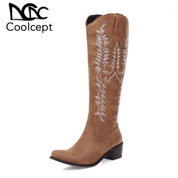 boots coolcept knee high for women round toe embroidery thick heels shoes zipper winter warm footwear size 33-451, Black
boots coolcept knee high for women round toe embroidery thick heels shoes zipper winter warm footwear size 33-451, Black