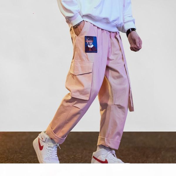 men joggers hip hop harem streetwear pants ribbons letter embroidery casual trousers popular pink cargo pants, Black
men joggers hip hop harem streetwear pants ribbons letter embroidery casual trousers popular pink cargo pants, Black