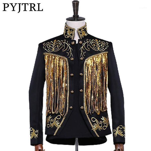 pyjtrl men's gold silver twinkle tassel sequins embroidery double breasted stage singer suit jacket men slim fit blazer designs1, White;black
pyjtrl men's gold silver twinkle tassel sequins embroidery double breasted stage singer suit jacket men slim fit blazer designs1, White;black