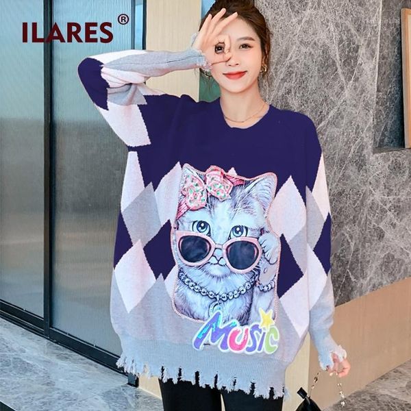 women's sweaters ilares sweater women 2021 glasses cat loose long sleeve christmas winter korean style cotton casual pullovers fashion, White;black
women's sweaters ilares sweater women 2021 glasses cat loose long sleeve christmas winter korean style cotton casual pullovers fashion, White;black