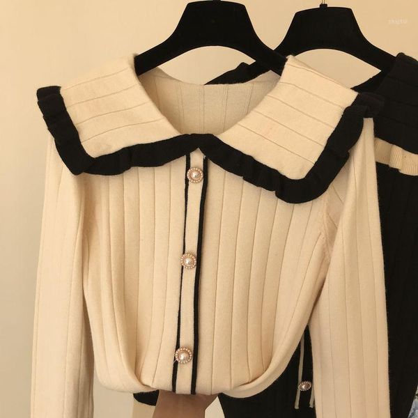 2019 fall/winter new korean doll neck long sleeve knitted sweater loose knitwear student girls pull femme knitwear1, White;black
2019 fall/winter new korean doll neck long sleeve knitted sweater loose knitwear student girls pull femme knitwear1, White;black