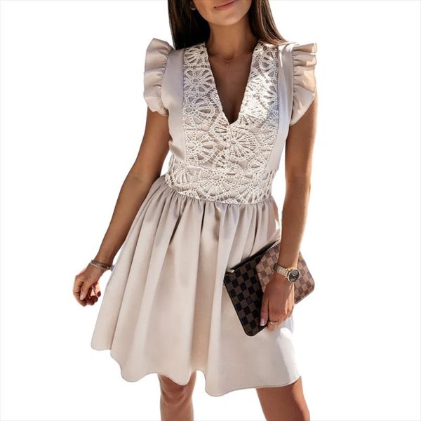 deep v ruffle short sleeve lace dress 2020 summer women dresses slim lace up back a line midi holiday dress sundress, Black;gray
deep v ruffle short sleeve lace dress 2020 summer women dresses slim lace up back a line midi holiday dress sundress, Black;gray