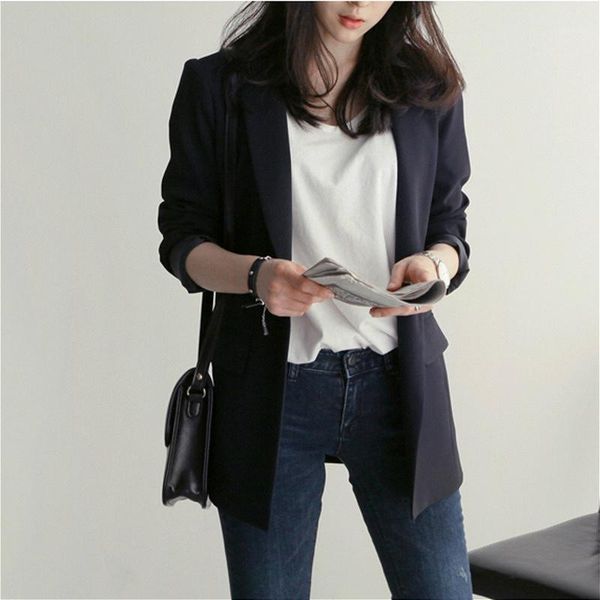 fashion loose blazers women spring suit jacket female work office lady suit black gray single button business notched coat1, White;black
fashion loose blazers women spring suit jacket female work office lady suit black gray single button business notched coat1, White;black