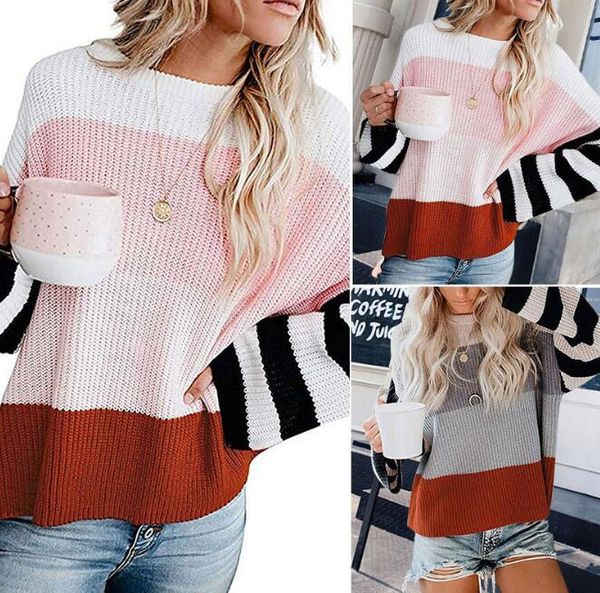 women's sweaters autumn/winter style knitted round neck blouse color stitching sweater pullover european and american, White;black
women's sweaters autumn/winter style knitted round neck blouse color stitching sweater pullover european and american, White;black