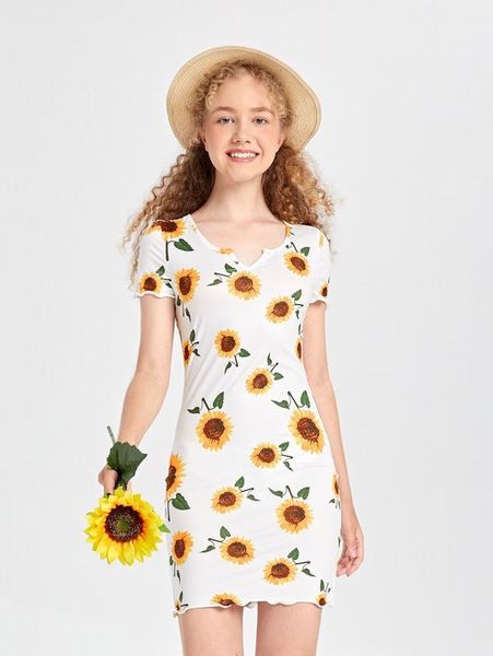 teen girls allover sunflower print notch neck lettuce trim dress she, Red;yellow
teen girls allover sunflower print notch neck lettuce trim dress she, Red;yellow