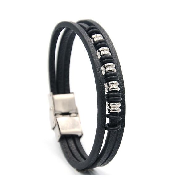 junwei men's stainless steel bracelet multi-layer black leather bracelet alloy geometric bead punk style qylwvy
junwei men's stainless steel bracelet multi-layer black leather bracelet alloy geometric bead punk style qylwvy