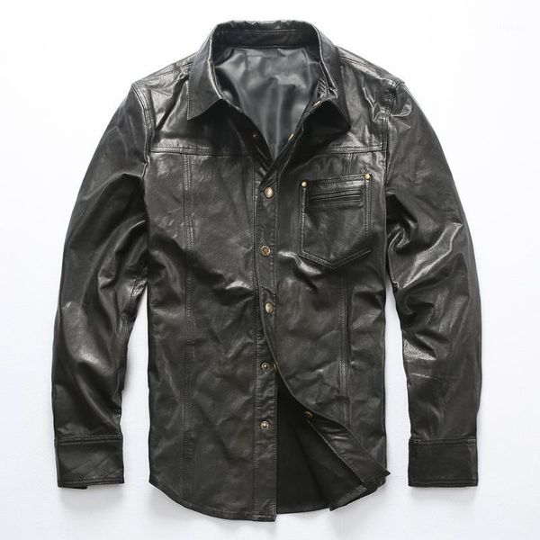 men's leather & faux 2021 men's spring summer thin genuine single breasted black coat classic vintage casual motorcycle rider jack
men's leather & faux 2021 men's spring summer thin genuine single breasted black coat classic vintage casual motorcycle rider jack