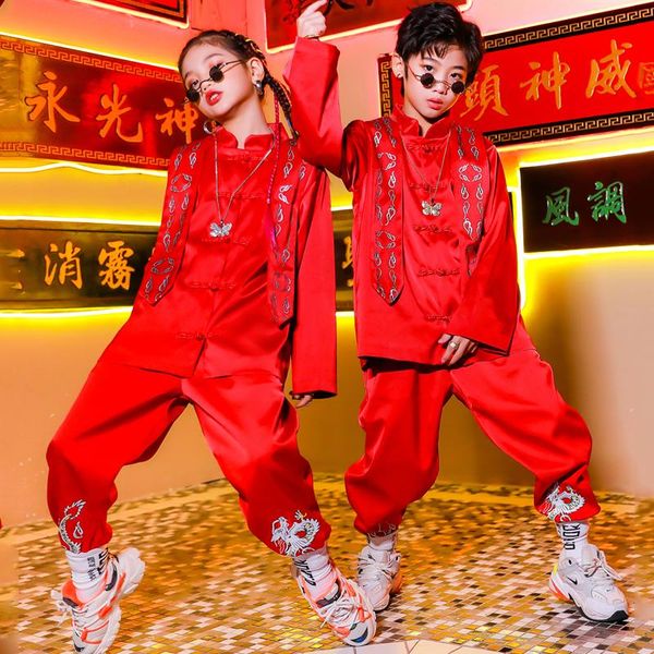 stage wear child hip-hop performance costume boys girls jazz dancing clothes loose red tang suit festival ballroom modern bl4994, Black;red
stage wear child hip-hop performance costume boys girls jazz dancing clothes loose red tang suit festival ballroom modern bl4994, Black;red