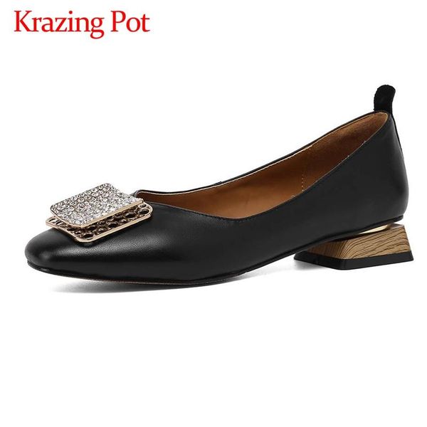 krazing pot korean girls full grain leather crystal decorations square toe thick med heel slip on dating basic women pumps l26, Black
krazing pot korean girls full grain leather crystal decorations square toe thick med heel slip on dating basic women pumps l26, Black