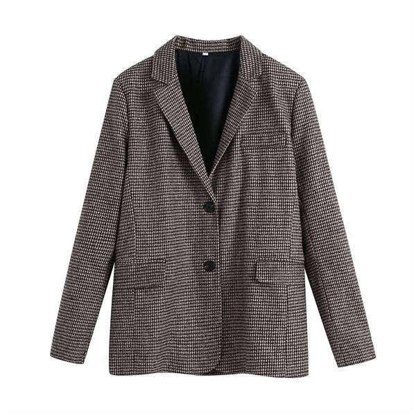2021 new brown plaid blazers the women of vintage fashion chic ladies with turtleneck jacket streetwear women's pocket er6z, White;black
2021 new brown plaid blazers the women of vintage fashion chic ladies with turtleneck jacket streetwear women's pocket er6z, White;black