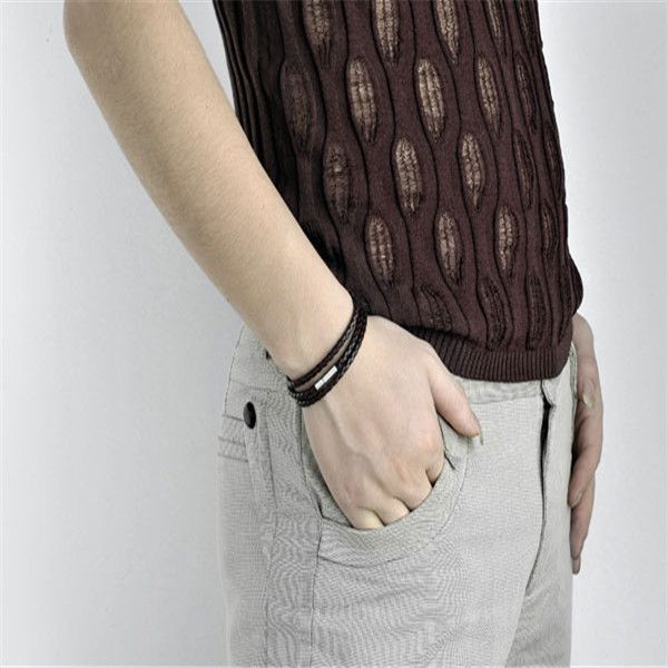 mesh mens leather magnetic bangle bracelets stainless black/brown steel clasp double wrapps1457
mesh mens leather magnetic bangle bracelets stainless black/brown steel clasp double wrapps1457