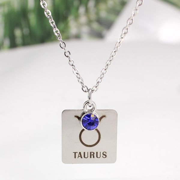 taurus stainless steel 12 constellation necklace with birthstones for women jewelry zodiac signs square pendant gift, Silver
taurus stainless steel 12 constellation necklace with birthstones for women jewelry zodiac signs square pendant gift, Silver
