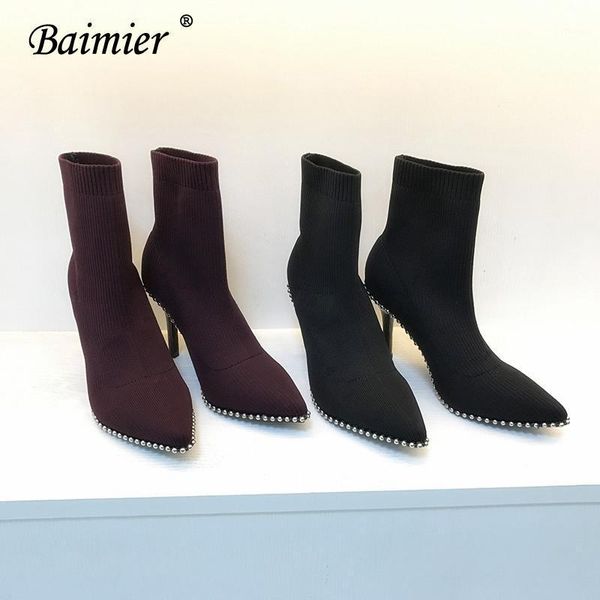 boots baimier luxury silver chain women knitting stretch fabric sock pointy toe high heel ankle for1, Black
boots baimier luxury silver chain women knitting stretch fabric sock pointy toe high heel ankle for1, Black