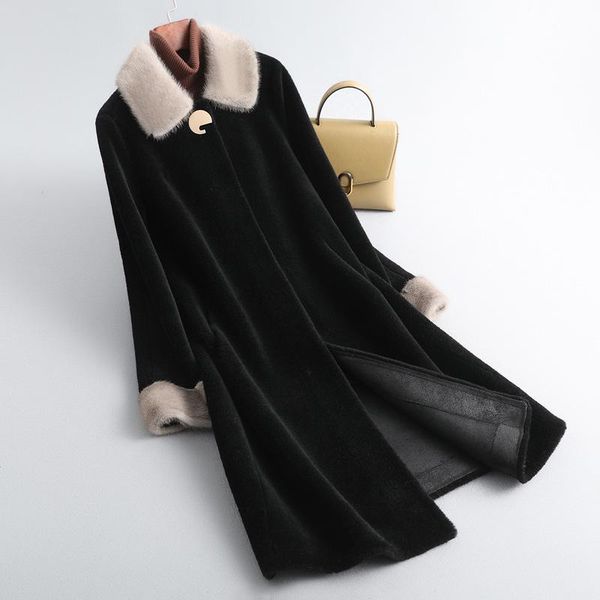 women's fur & faux quality the winter 2021 sheep in velvet coat female mother long collar wool, Black
women's fur & faux quality the winter 2021 sheep in velvet coat female mother long collar wool, Black