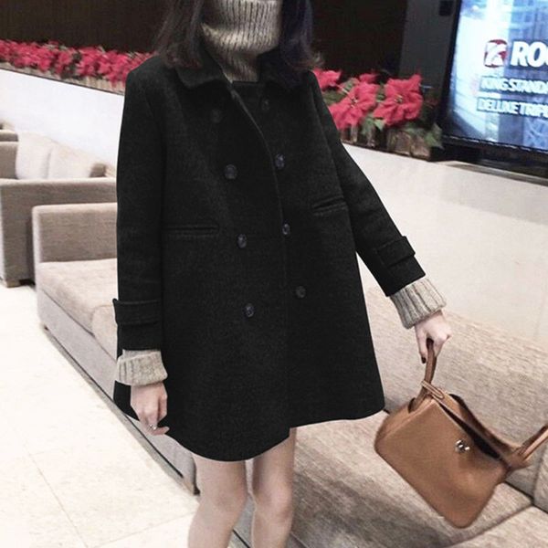 hong kong counter 2020 new hepburn small medium long woolen warm coat, Black
hong kong counter 2020 new hepburn small medium long woolen warm coat, Black