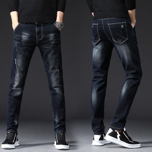 men's jeans slim men black fashion spring and summer trend stretch denim korean pants, Blue
men's jeans slim men black fashion spring and summer trend stretch denim korean pants, Blue