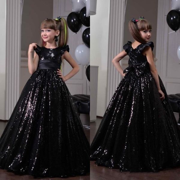 new black sequined flower girls dresses jewel neck short sleeves a line shiny cool girl pageant gowns, White;blue
new black sequined flower girls dresses jewel neck short sleeves a line shiny cool girl pageant gowns, White;blue