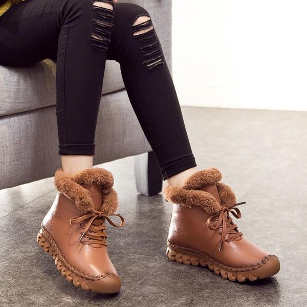 boots a521 warm thick cotton winter women nice fashion casual female genuine leather flat short plush shoes, Black 
boots a521 warm thick cotton winter women nice fashion casual female genuine leather flat short plush shoes, Black