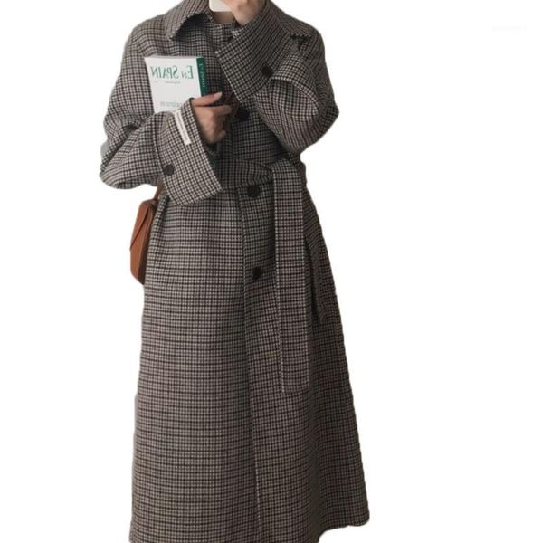 vintage plaid women long wollen coat with belt full sleeve turn down collar overcoat plus size manteau femme elegant1, Black
vintage plaid women long wollen coat with belt full sleeve turn down collar overcoat plus size manteau femme elegant1, Black